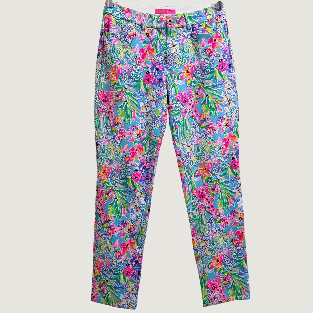 Lilly Pulitzer Kelly Knit Pants Alligator Isle Size 4 Multicolor Preppy Tropical